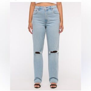 Abercrombie & Fitch The 90s Straight Ultra High Rise Jeans Light Destroy 28 Reg